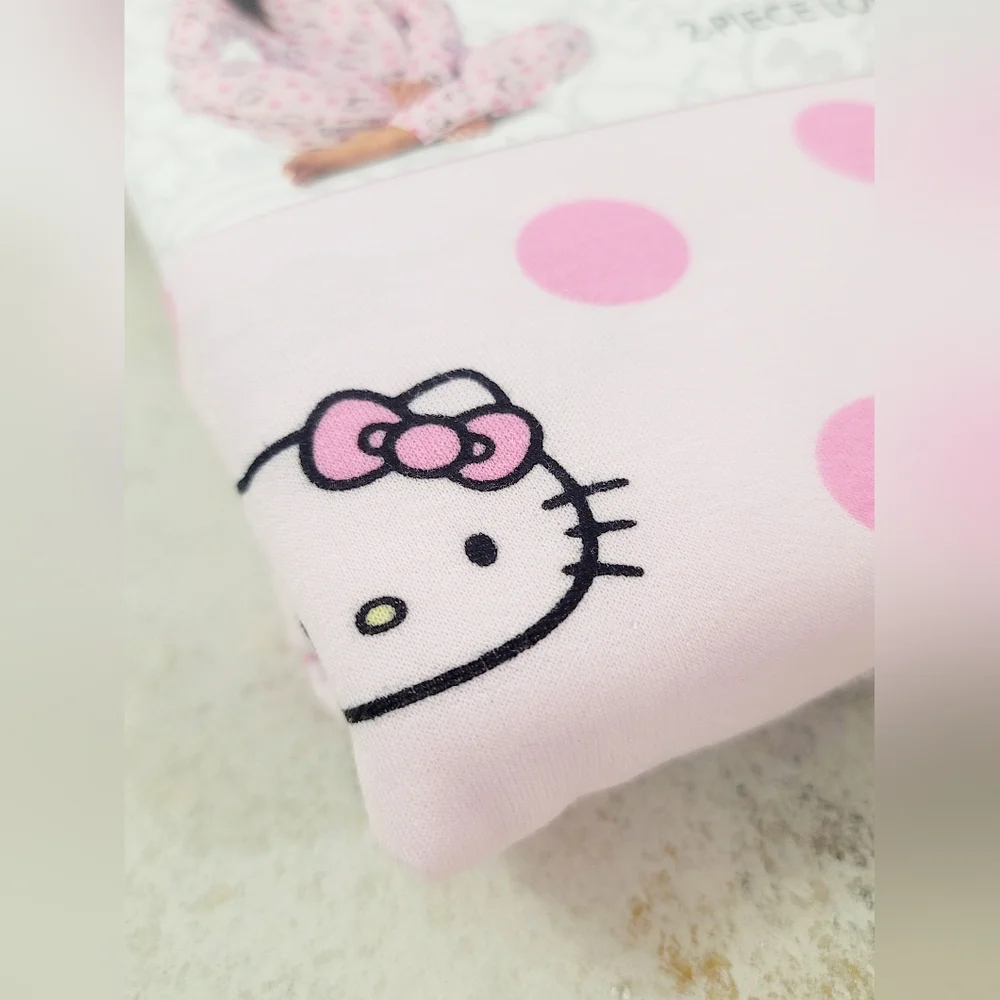 Hello Kitty Sanrio Womens 2pc Pink Knit Lounge PJ Set Long Sleeve Top Jogger - Picture 12 of 16